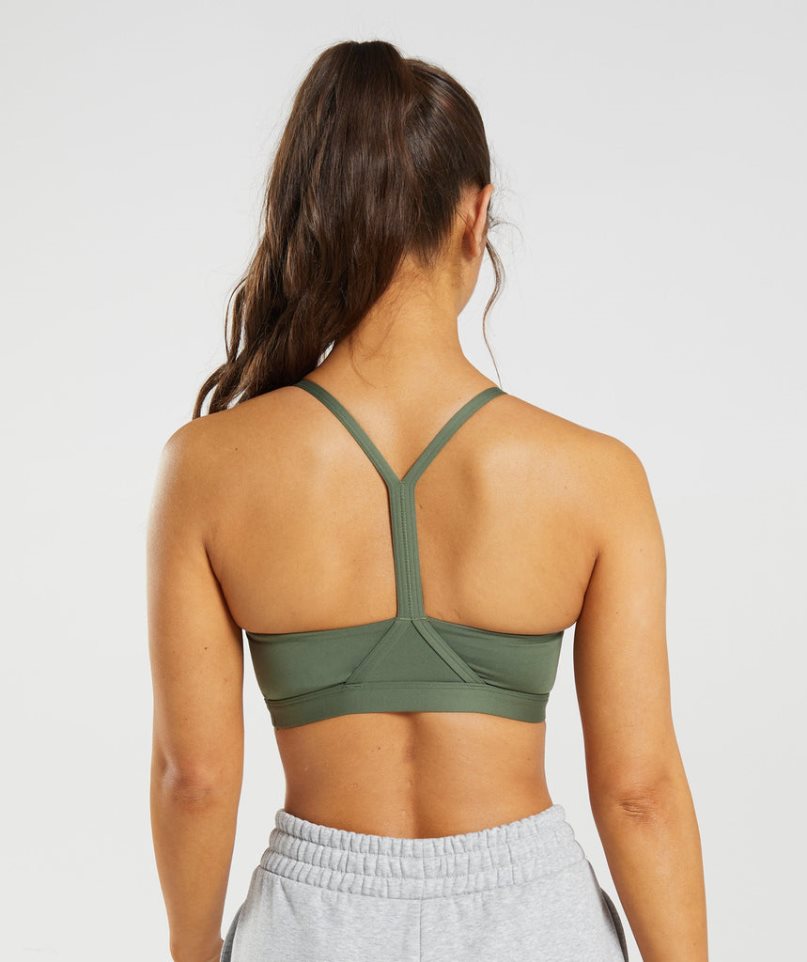 Women's Gymshark V Neck Sports Bra Olive | NZ 1NQBGJ